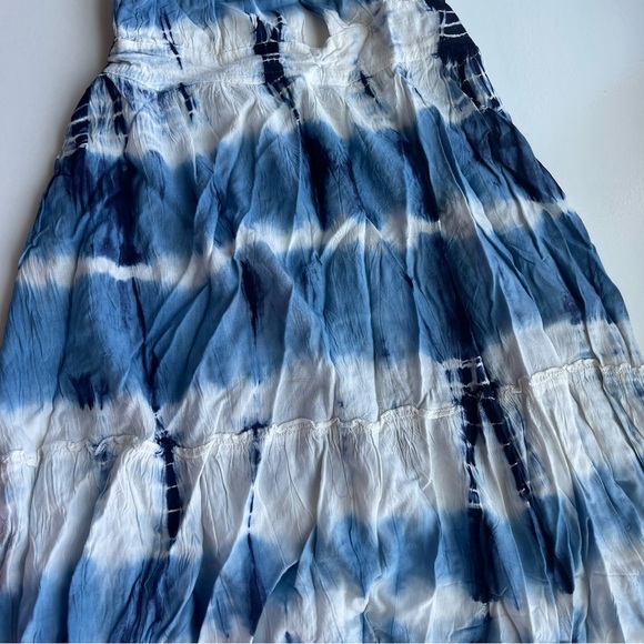 Gorgeous BohoMe blue and white tie dye halter swim cover up dress - Picture 12 of 16